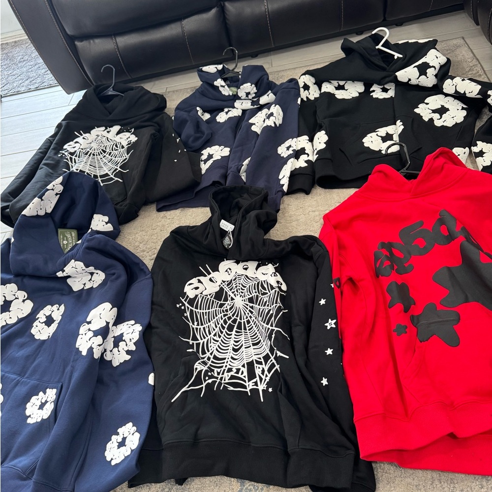 Denim Tears Navy Hoodie with White Floral Design